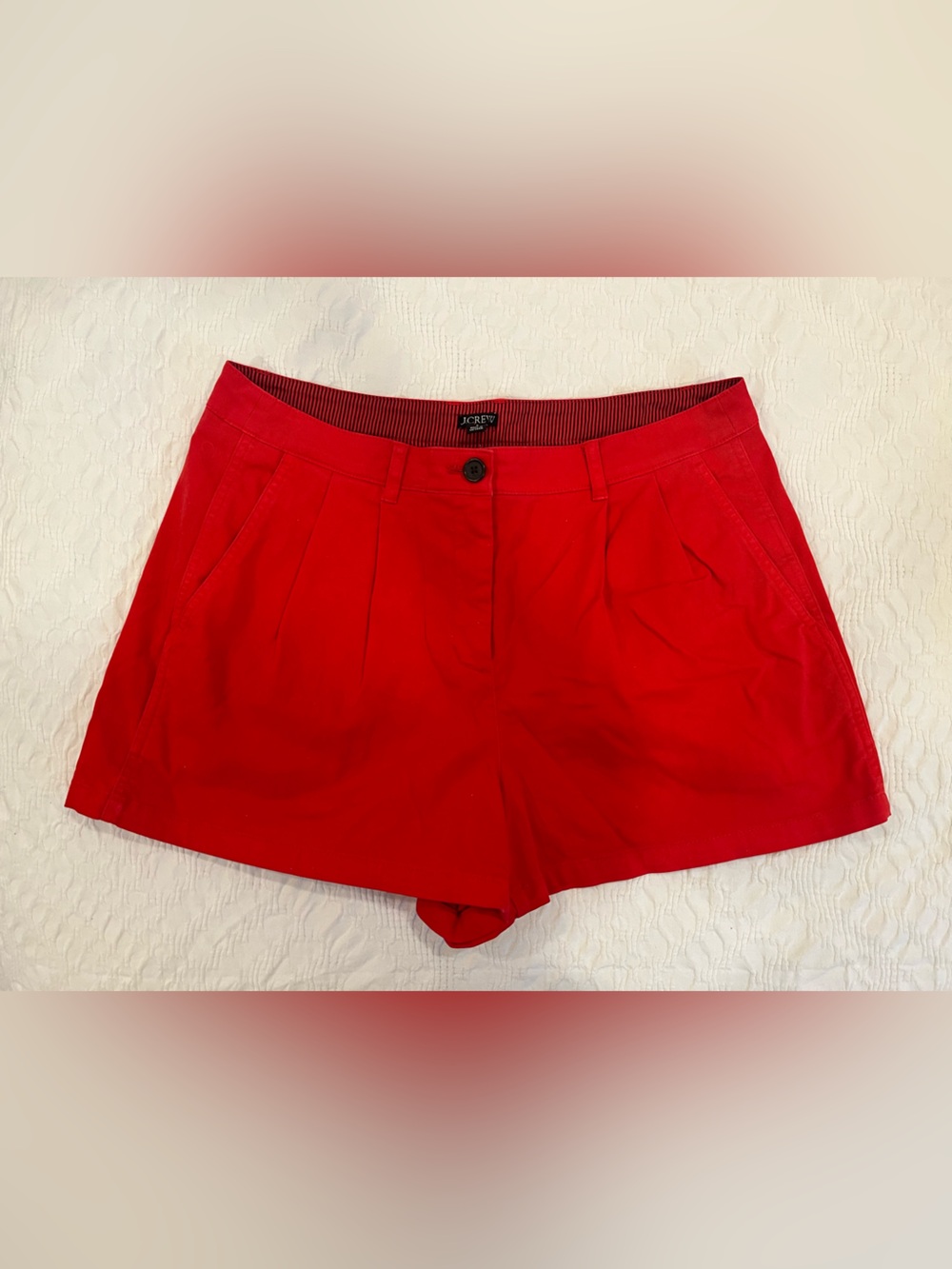 J. Crew Red Cotton 3" Pleated Heritage Chino Short